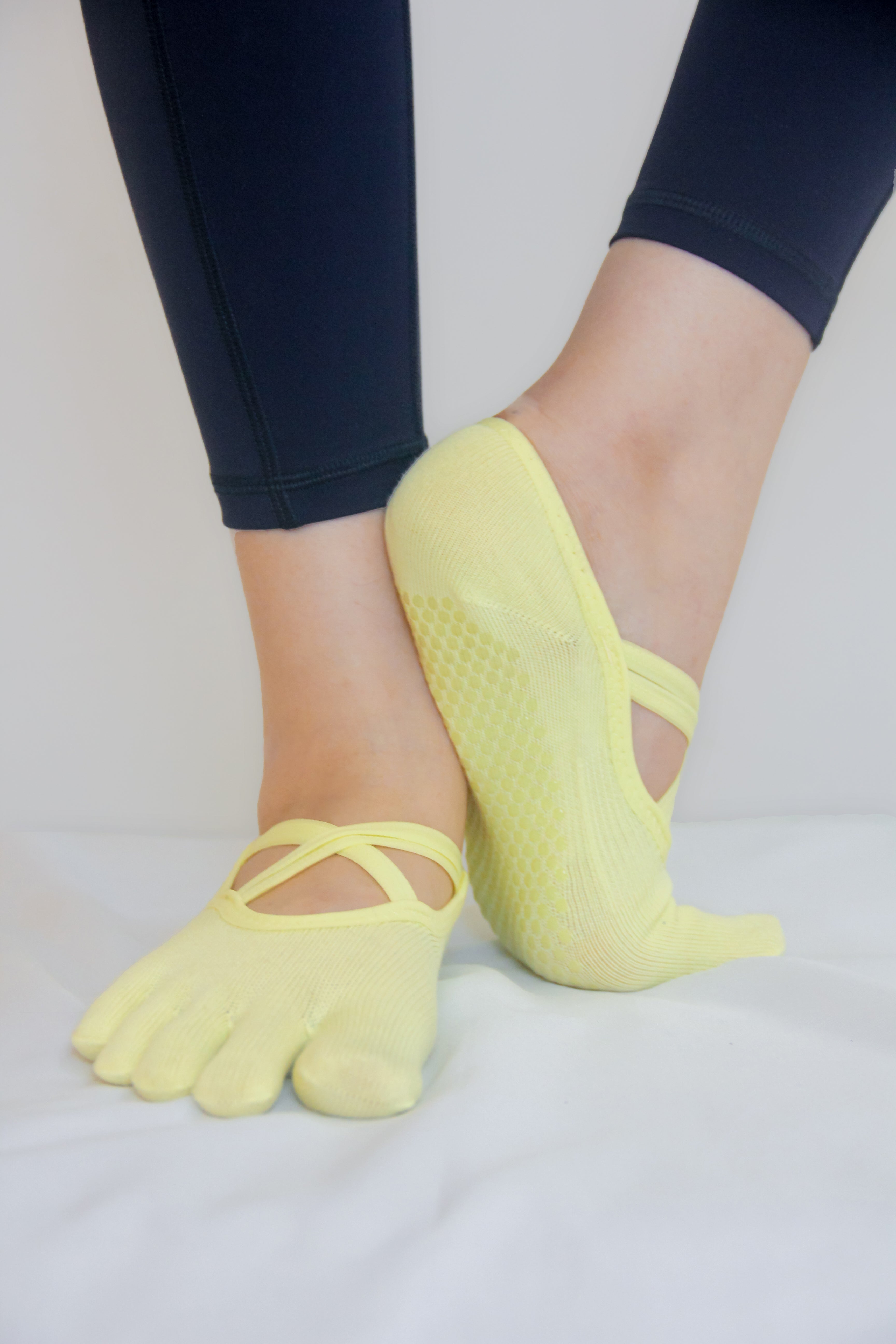 Pilates/Yoga Grip Socks - CROSS STRAP — COZY - Cotton Knee High